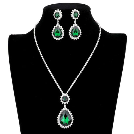 Teardrop Accented Rhinestone Necklace by Madeline Love