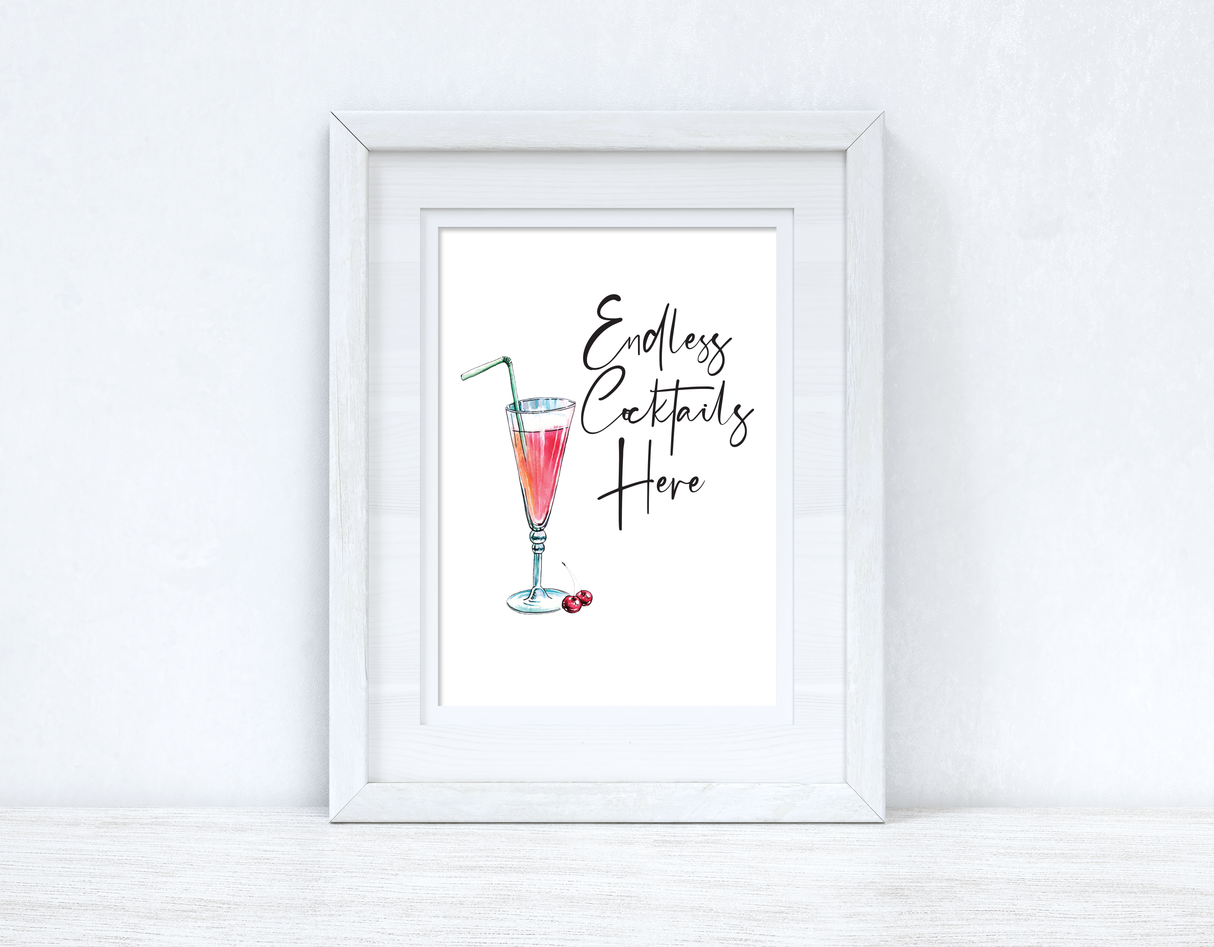 Endless Cocktails Here Summer Seasonal Alcohol Wall Home Decor Print by WinsterCreations™ Official Store