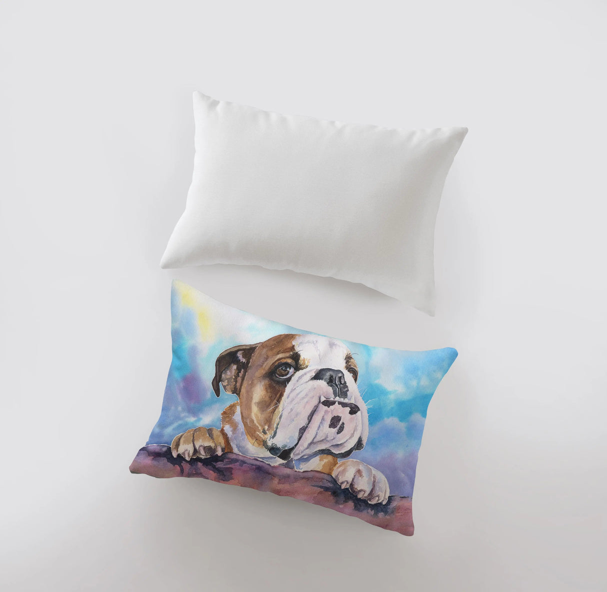 English Bulldog | Watercolor Blue Bulldog | 18x12 | Pillow Cover | Personalized Dog Pillow | Bulldog | Dog Lover Gift | Dog Mom Gift | Dog by UniikPillows