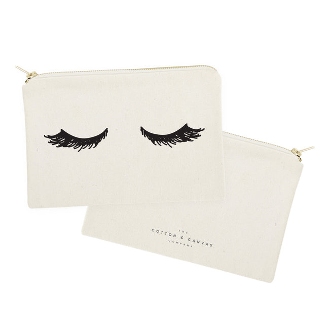 Closed Eyelashes Cotton Canvas Cosmetic Bag by The Cotton & Canvas Co.