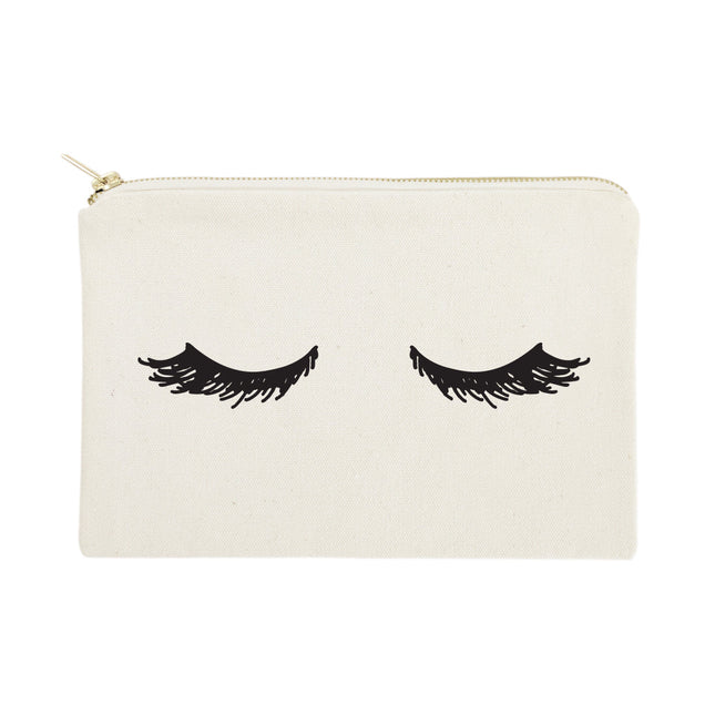 Closed Eyelashes Cotton Canvas Cosmetic Bag by The Cotton & Canvas Co.