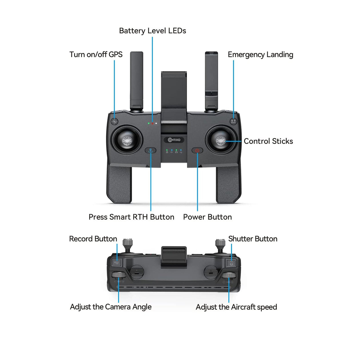 Contixo F22 Drone -Spare Remote Controller, High Range Drone Transmitter by Contixo