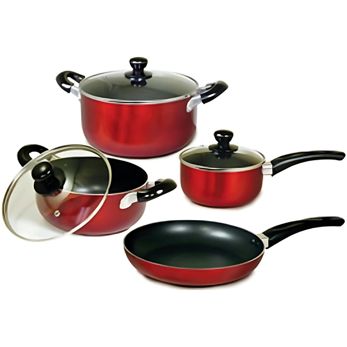 Better Chef 7-Piece Aluminum Non-Stick Cookware Set Metallic - Red