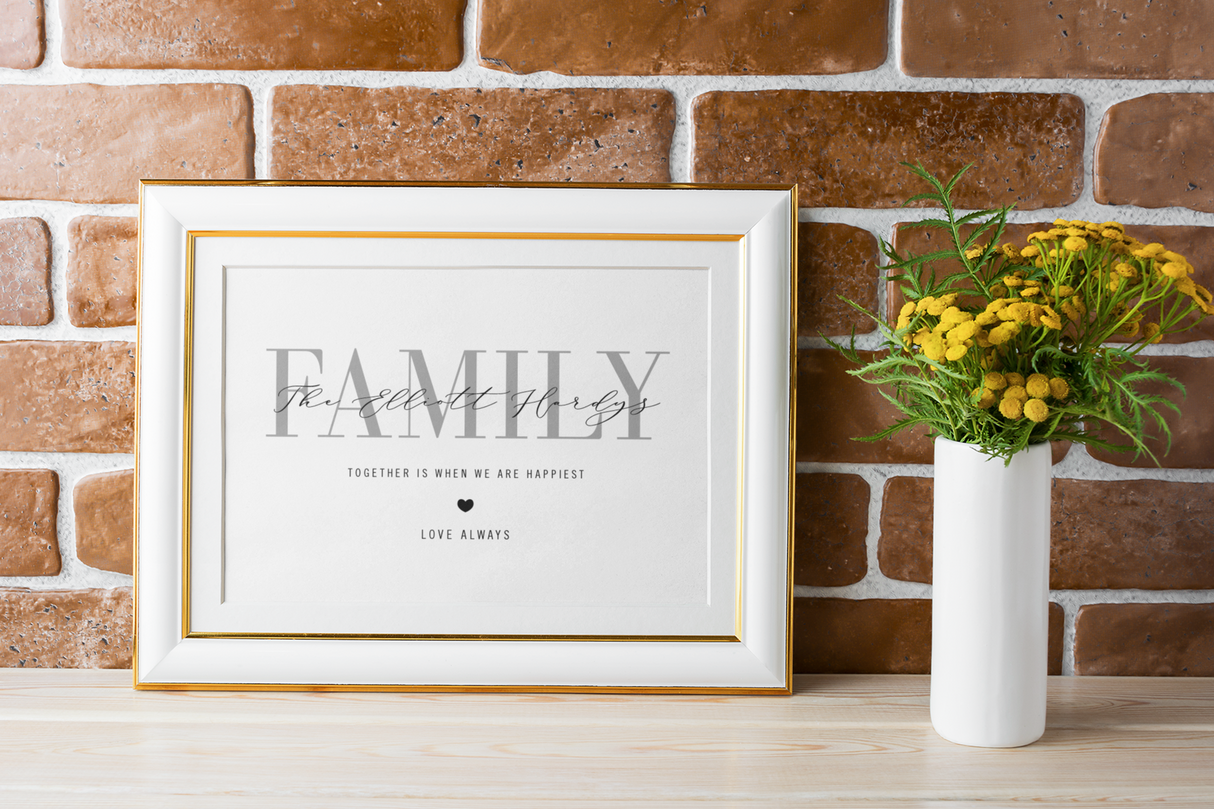 Family Surname Together Is When We Are Happiest 2022 Simple Home Wall Decor Print by WinsterCreations™ Official Store