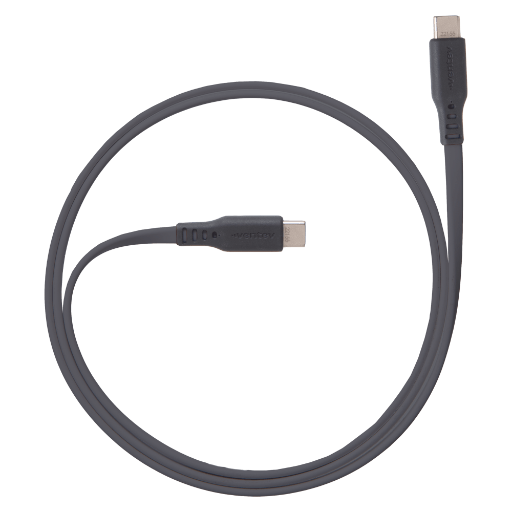 Ventev Chargesync Flat USB C to USB C Cable 3.3ft Gray by Ventev