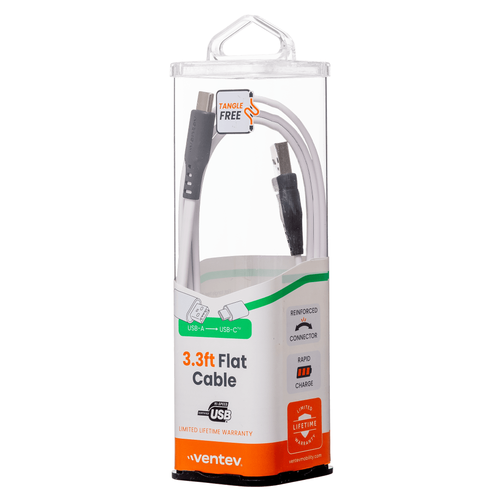 Ventev Chargesync Flat USB A to USB C Cable 3.3ft by Ventev