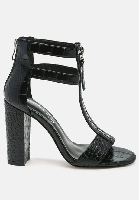 felicity zip up block heel sandals by London Rag