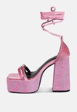 firecrown rhinestone platform high block sandals by London Rag