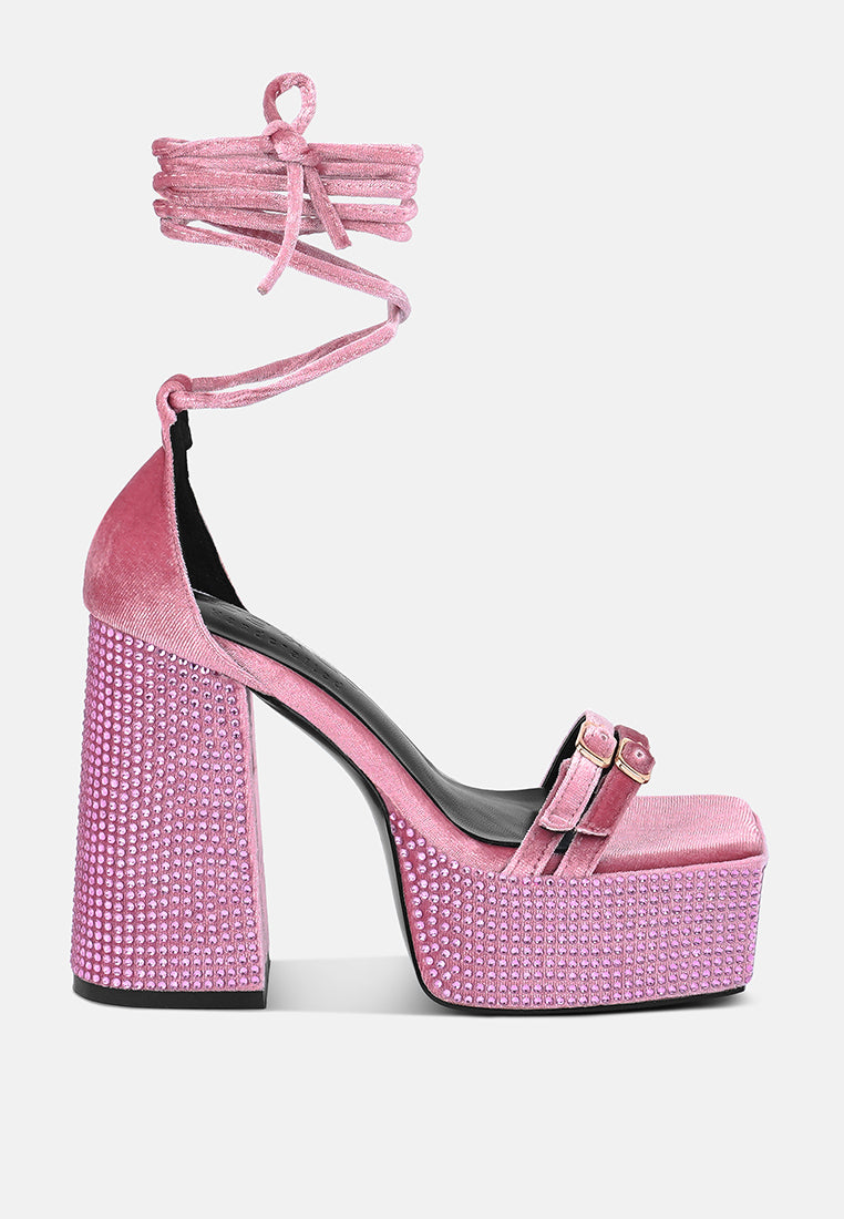 firecrown rhinestone platform high block sandals by London Rag