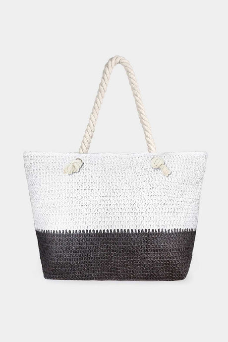 2 Tone Straw Beach Tote by Embellish Your Life