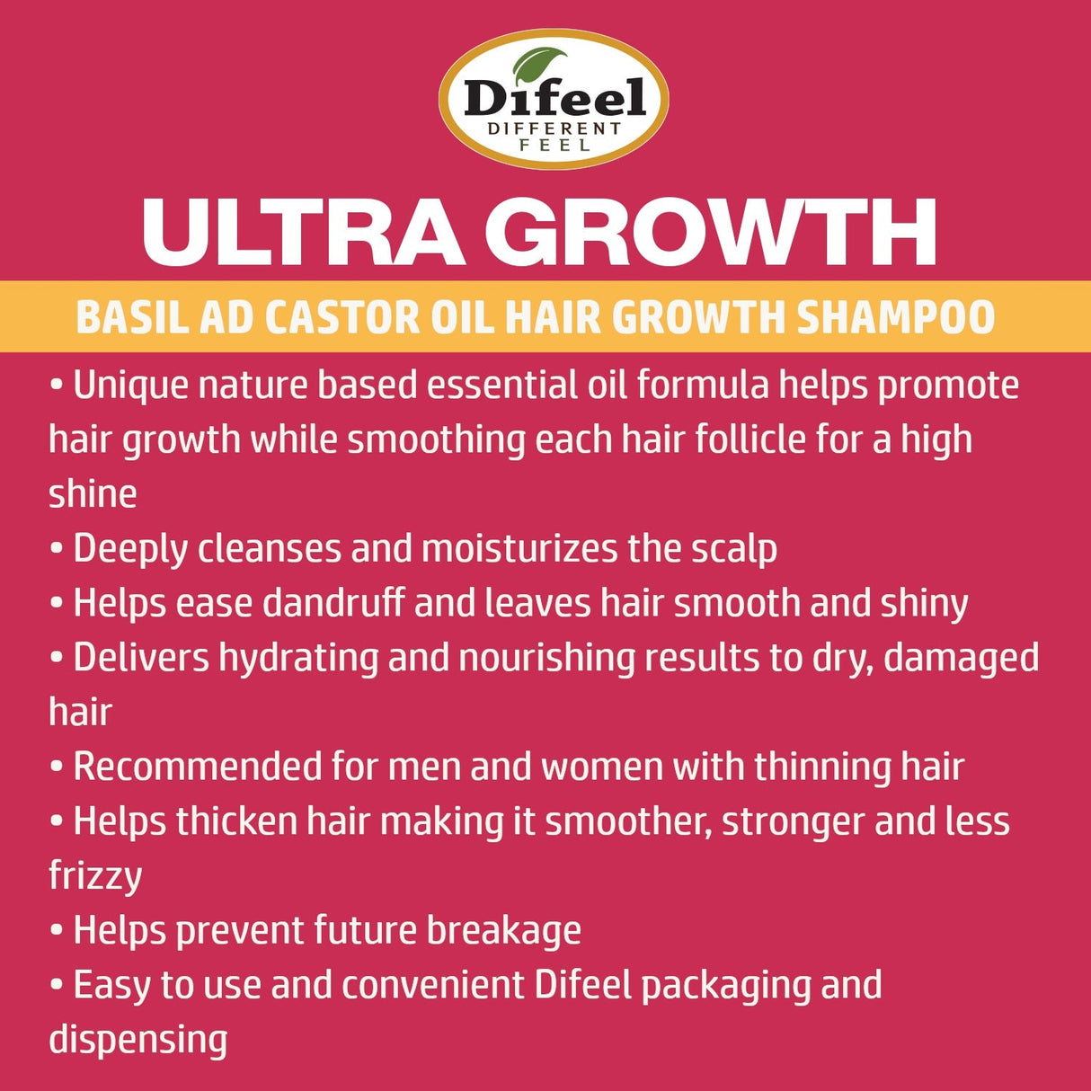 Difeel Ultra Growth Basil & Castor Oil Pro Growth Shampoo 33.8 oz. by difeel - find your natural beauty