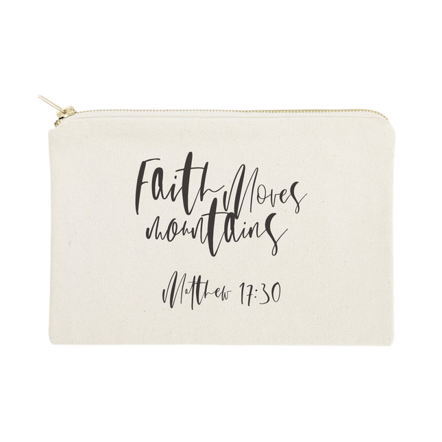 Faith Moves Mountains, Matthew 17:30 Cotton Canvas Cosmetic Bag by The Cotton & Canvas Co.