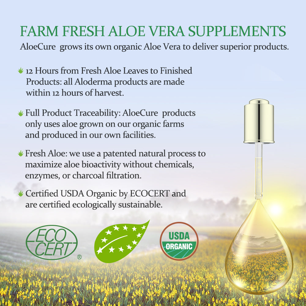 Pure Aloe Vera Juice Lemon Flavor - USDA Certified Organic by AloeCure