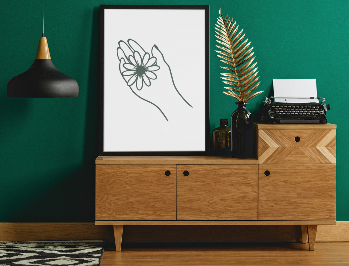 Floral Hand 2022 Boho Hippie Simple Home Wall Decor Print by WinsterCreations™ Official Store