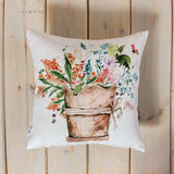 Flower Pot | Pillow Cover | Orange Floral | Throw Pillow | Pillow | Accent Pillow Covers | Aesthetic Room Decor | Country Decor | Gift by UniikPillows