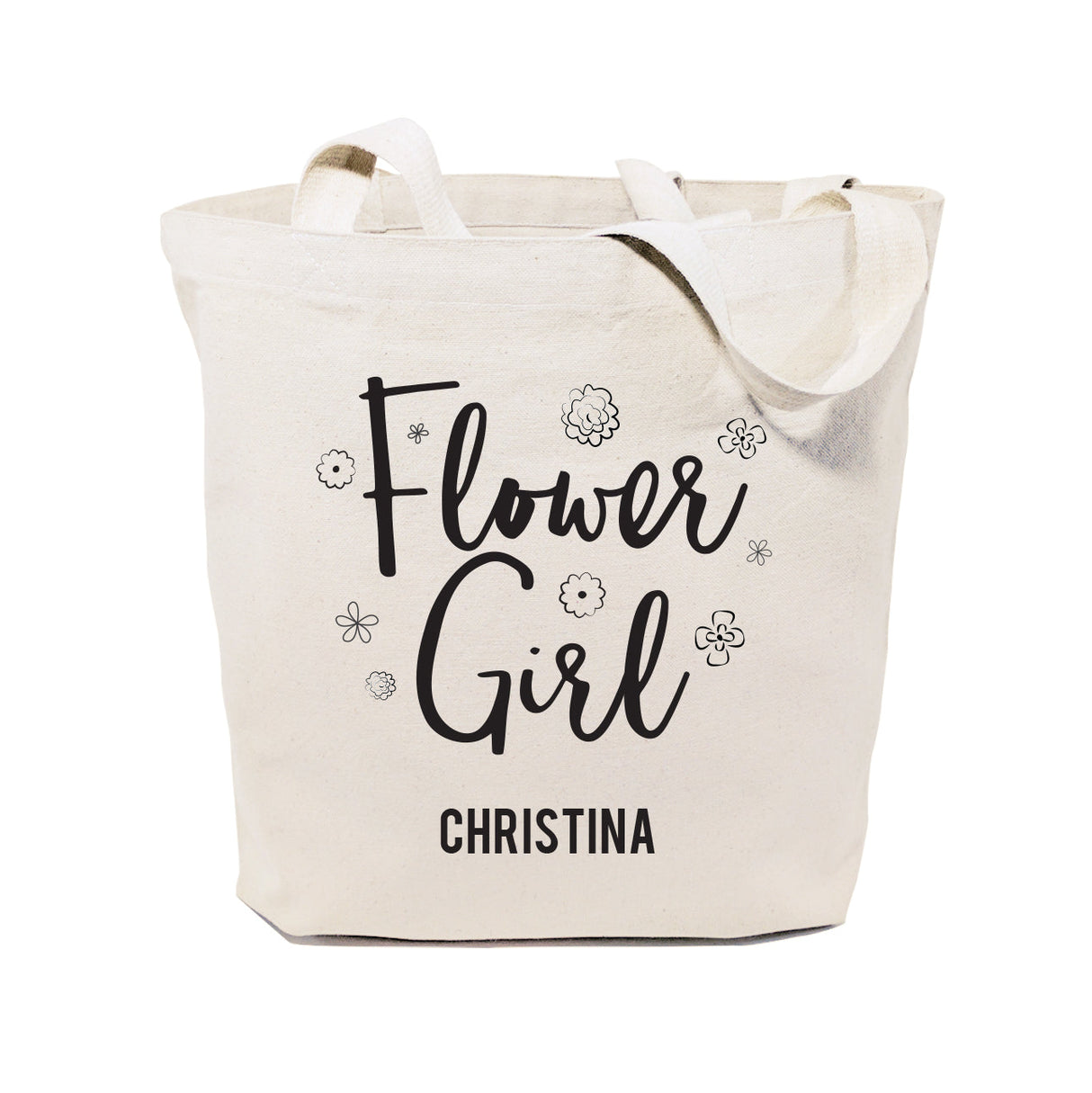 Flower Girl Personalized Wedding Cotton Canvas Tote Bag by The Cotton & Canvas Co.