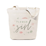 Floral Flower Girl Wedding Cotton Canvas Tote Bag by The Cotton & Canvas Co.