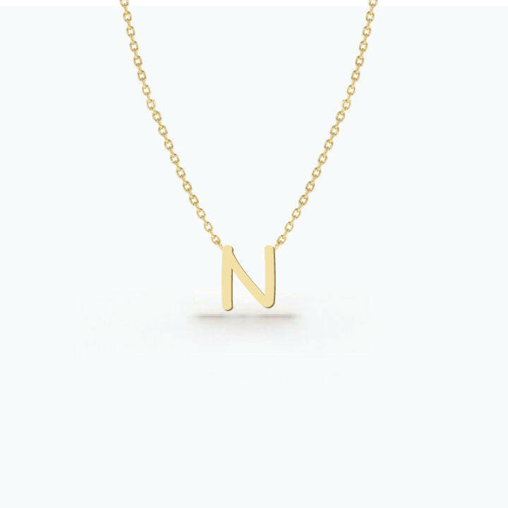 14k Gold Customized initial Necklace by VicStoneNYC Fine Jewelry