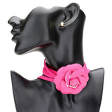 Faux Leather Flower Wrapped Choker Jewelry Set by Madeline Love