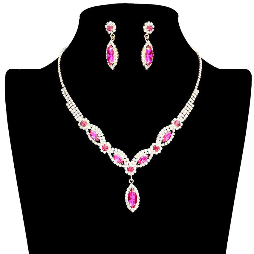 Marquise Stone Accented Rhinestone Necklace by Madeline Love