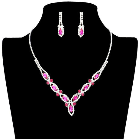 Marquise Stone Accented Rhinestone Necklace by Madeline Love