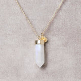 Rainbow Moonstone Crystal Point Necklace by Tiny Rituals