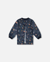 School Apron Navy Printed Mountains Animals by Deux par Deux