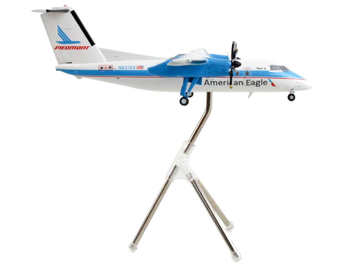 Bombardier Dash 8-100 Commercial Aircraft "American Eagle - Piedmont Airlines" White with Blue Stripes "Gemini 200" Series 1/200 Diecast Model Airplane by GeminiJets