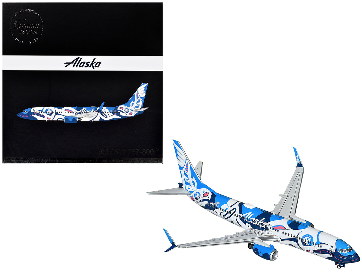 Boeing 737-800 Commercial Aircraft "Alaska Airlines" (N559AS) Salmon People Livery "Gemini 200" Series 1/200 Diecast Model Airplane by GeminiJets