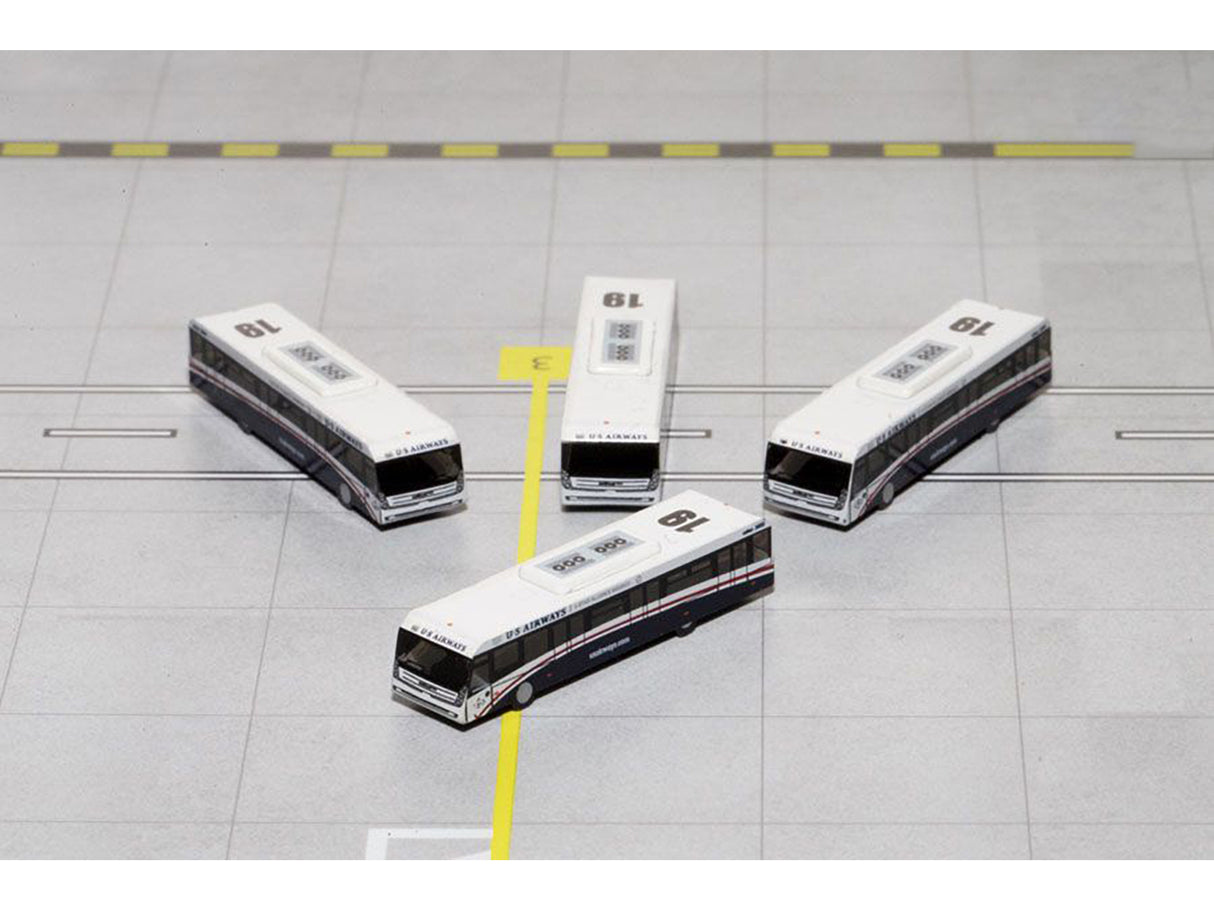 Cobus 3000 Passenger Bus White and Blue "US Airways Shuttle Bus" 4 Piece Set 1/400 Diecast Models by GeminiJets