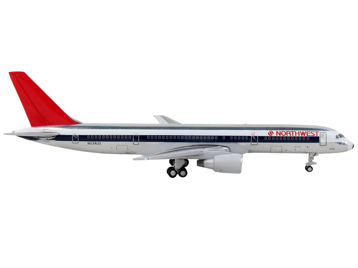 Boeing 757-200 Commercial Aircraft "Northwest Airlines" Silver and White with Red Tail 1/400 Diecast Model Airplane by GeminiJets