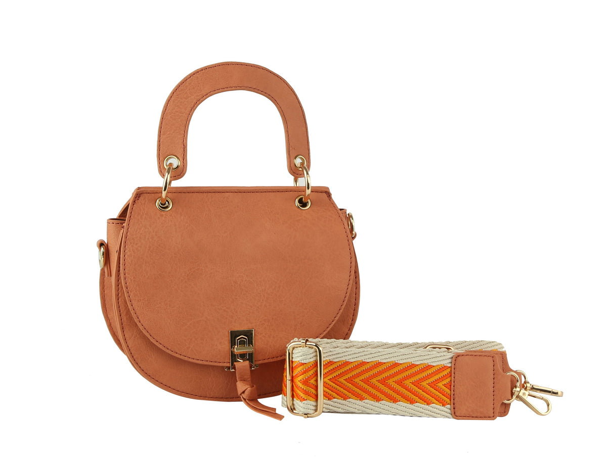 Small Top Handle Crossbody with Guitar Strap by hfstylish