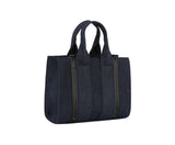 Vegan leather detailed denim tote by hfstylish