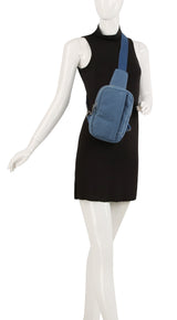 Front pocket denim sling bag by hfstylish