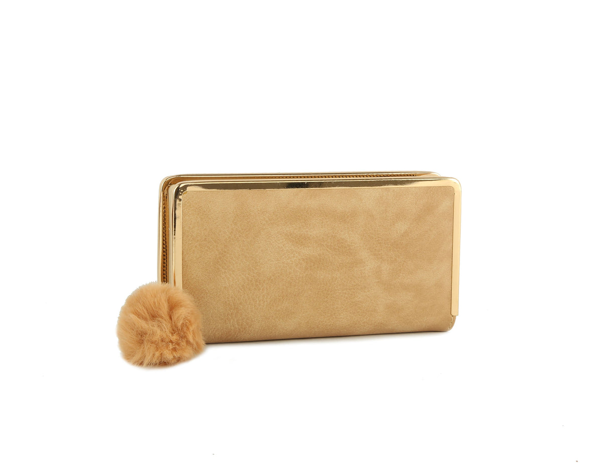 Women's Vegan Leather Wallet with Pom Pom Zipper by hfstylish