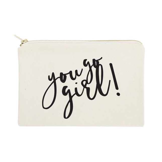 You Go Girl Cotton Canvas Cosmetic Bag by The Cotton & Canvas Co.