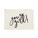 You Go Girl Cotton Canvas Cosmetic Bag by The Cotton & Canvas Co.