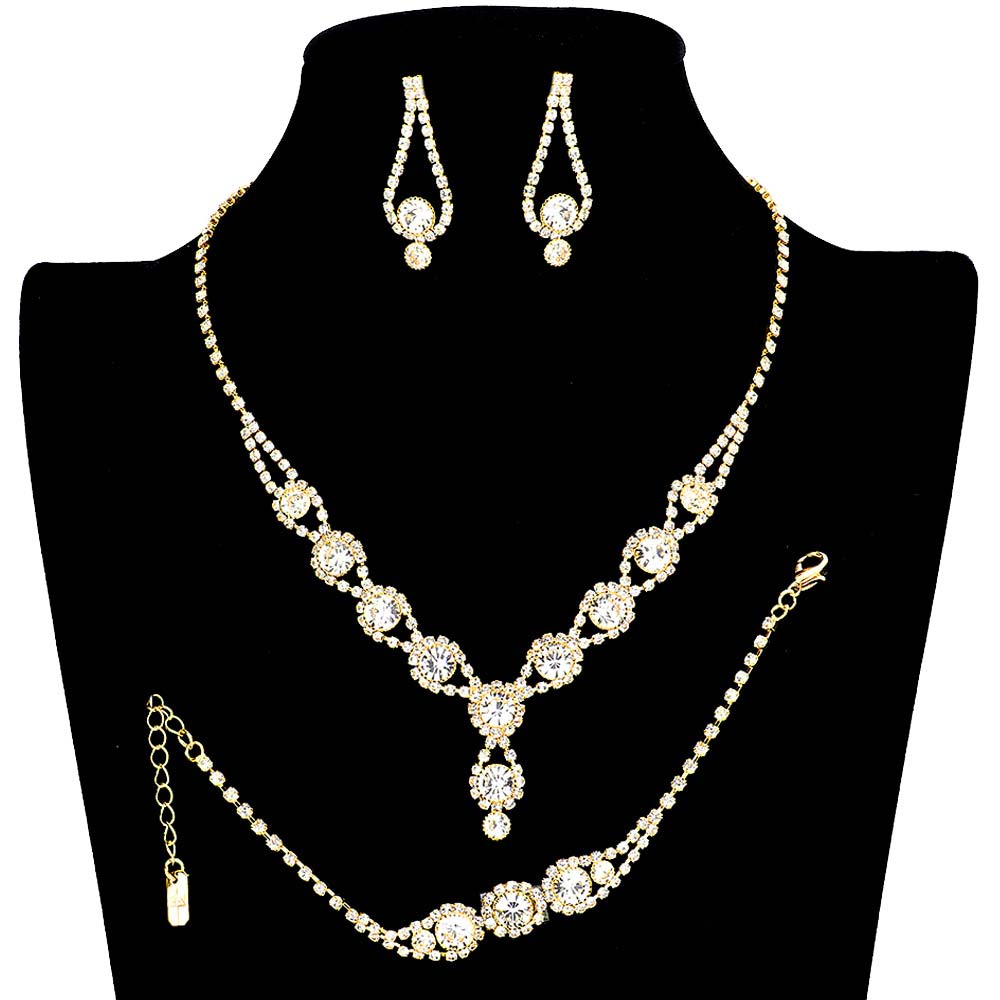 3PCS Rhinestone Bubble Necklace Jewelry Set by Madeline Love