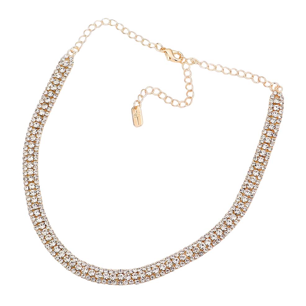 3Rows Rhinestone Pave Choker Necklace by Madeline Love