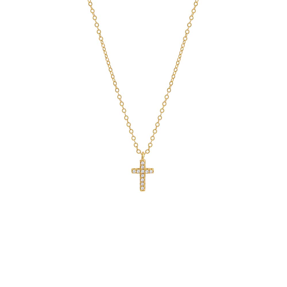 Mini Pavé Cross Necklace by By Adina Eden