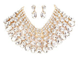 Crystal Glass Bib Statement Necklace Earring Set by Madeline Love