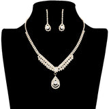 Crystal Rhinestone Teardrop Pave Necklace by Madeline Love