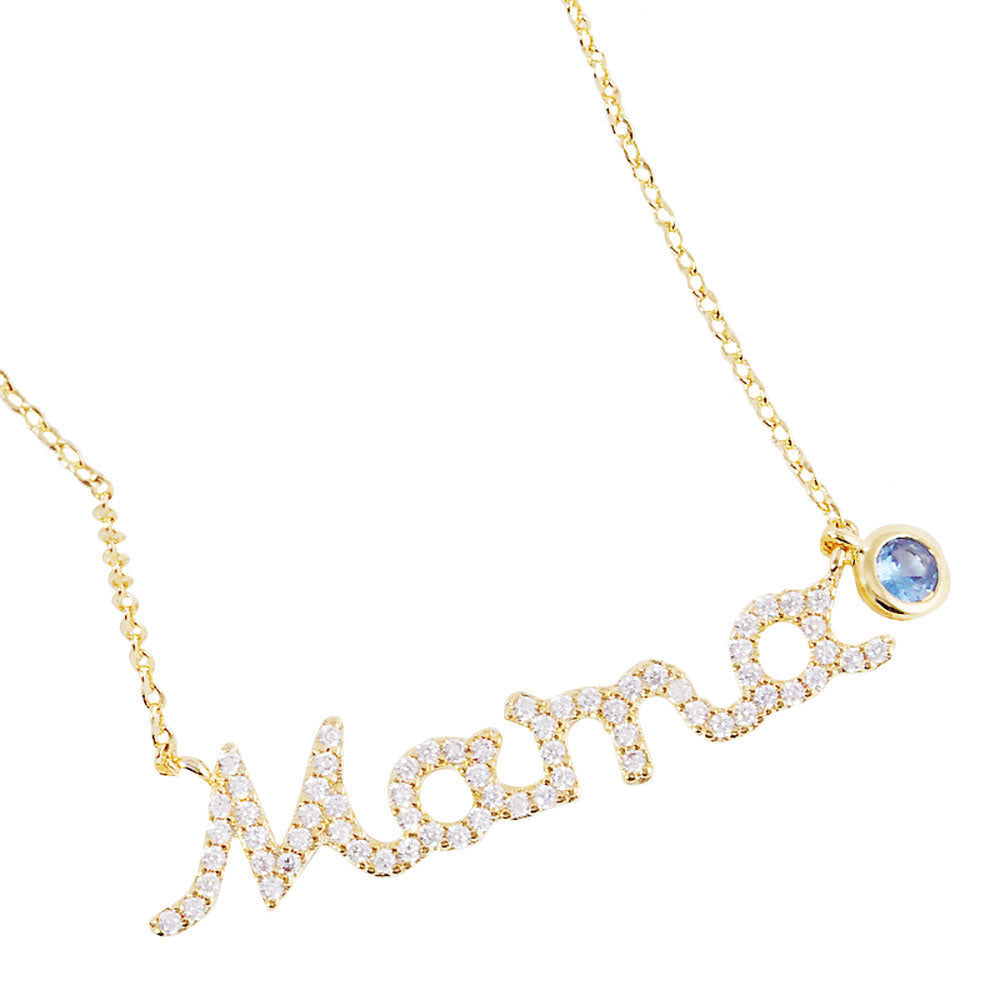 December Birthstone MAMA Message Pendant Necklace by Madeline Love