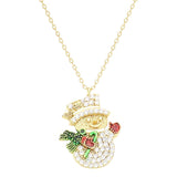 Gold Dipped CZ Snowman Pendant Necklace by Madeline Love