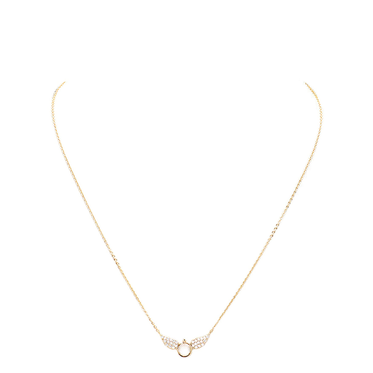 Gold Dipped Cubic Zirconia Wings Pendant Necklace by Madeline Love