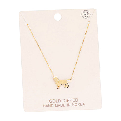 Gold Dipped Dachshund Heart Charm Dog Detailed Necklace by Madeline Love