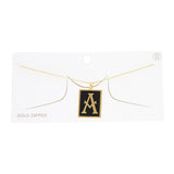 Gold Dipped Enamel Rectangle Monogram Pendant Necklace by Madeline Love