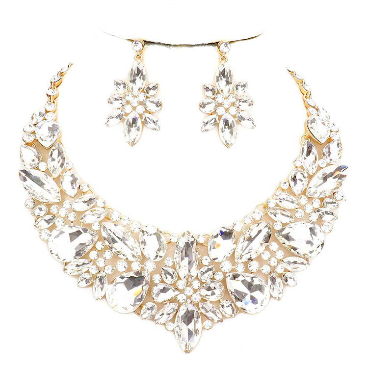 Elegant Multi Stone Evening Necklace Earrings Set by Madeline Love