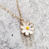 Gold Enamel Daisy Necklace by Salt and Sparkle