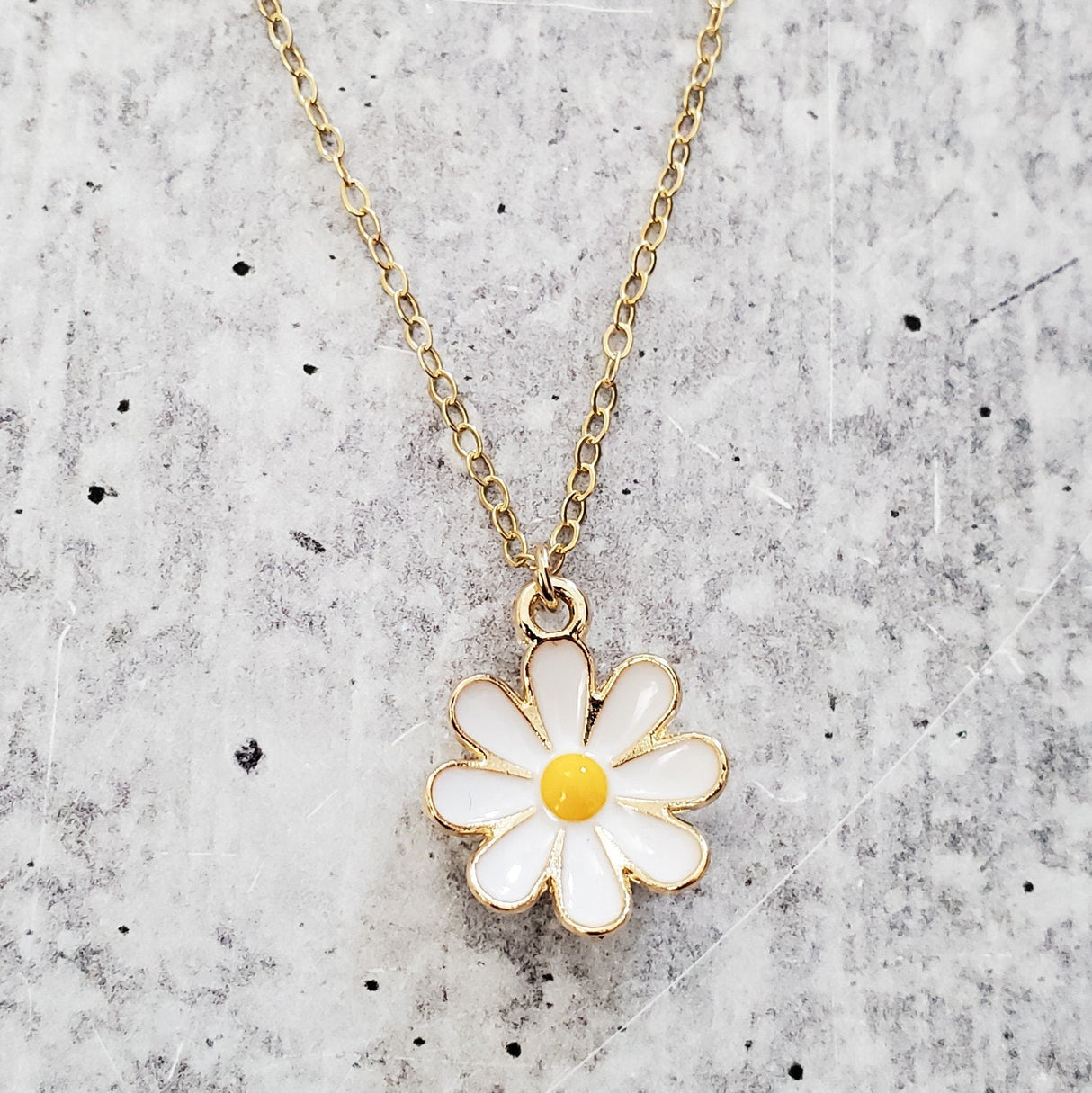 Gold Enamel Daisy Necklace by Salt and Sparkle